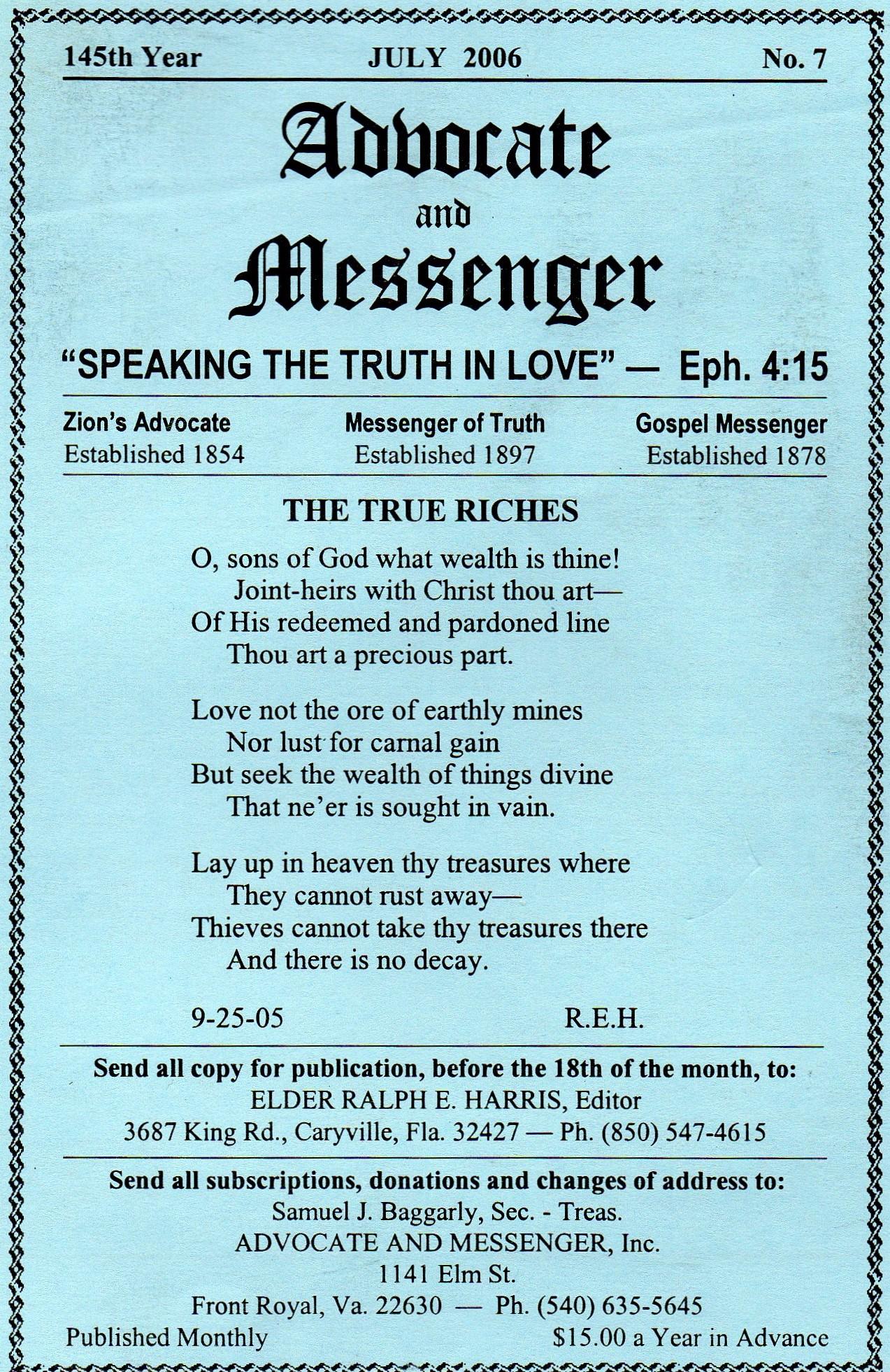 cover of the advocate and messenger